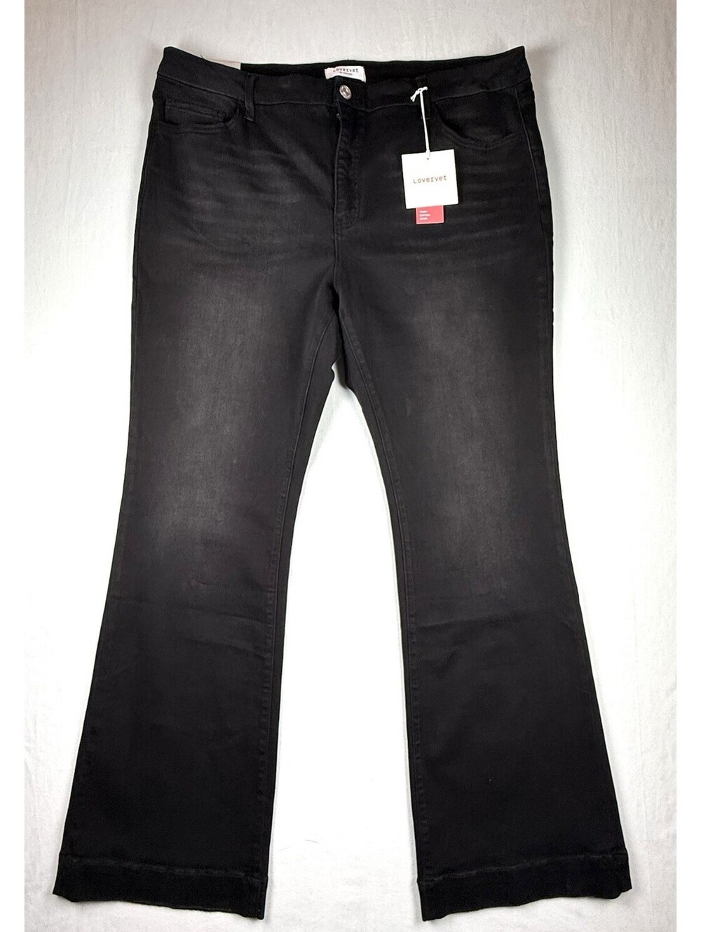 Fabulous Lovervet Plus Sz 24W Black High Rise Flare Tummy Control Jeans NWT